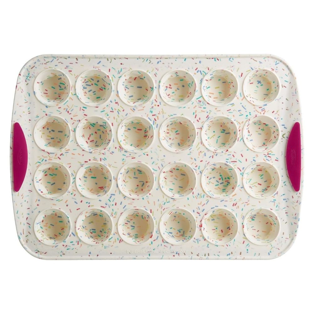 White Confetti 24-Count Silicone Mini Muffin Pan Trudeau