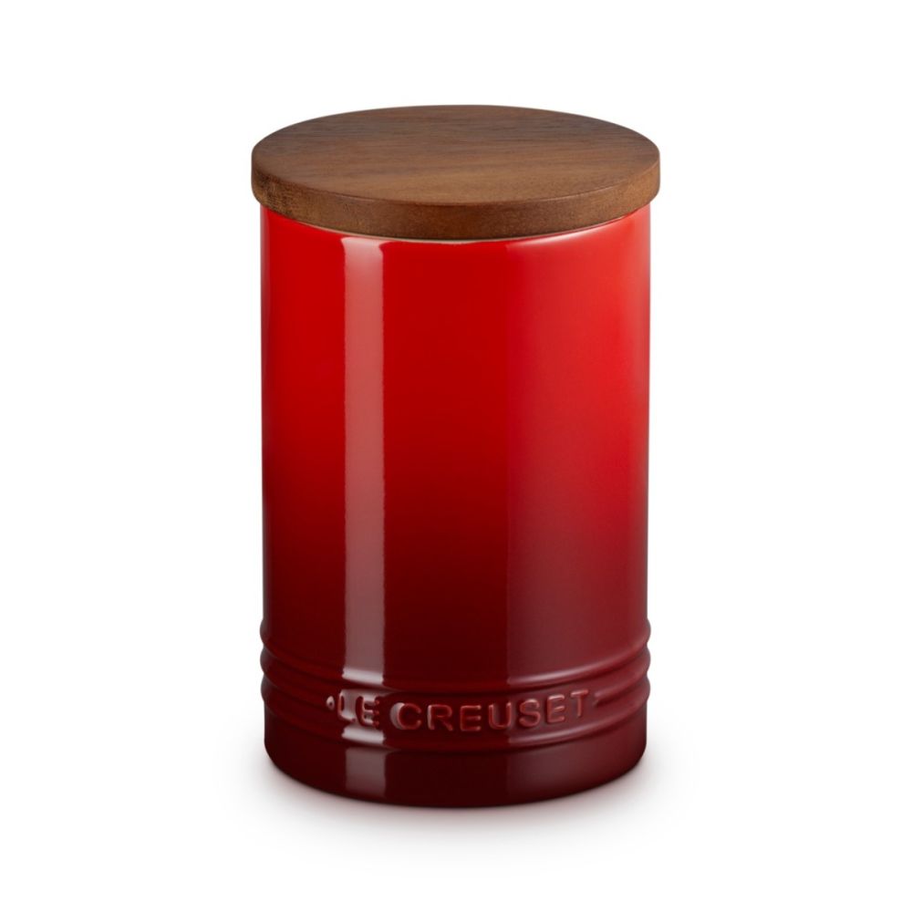 Signature 26oz Stoneware Storage Container with Wood Lid (Cerise