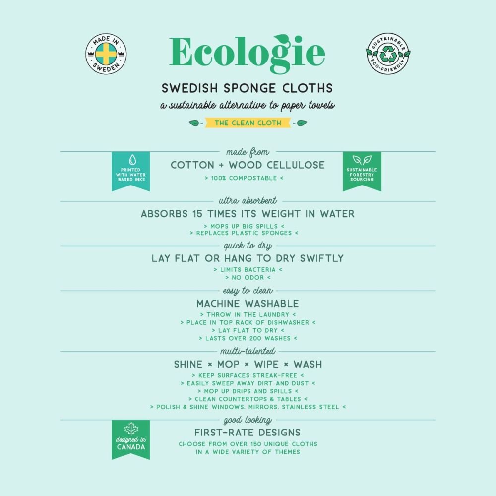 Eco-Friendly Compostable Dishcloths 3 Pack Swedish Dish Cloths Veggie