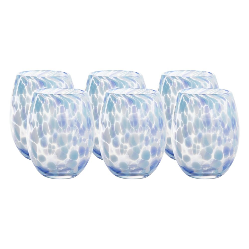 TAG Confetti Stemless Martini Glass Blue Multi Drinkware With Confetti Design Blue 