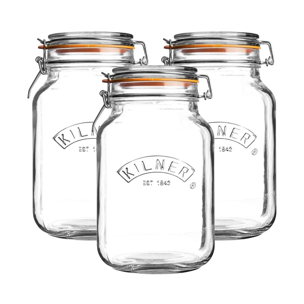 Kilner Glass Clip Top Square Spice Jar, Clear - 2 oz