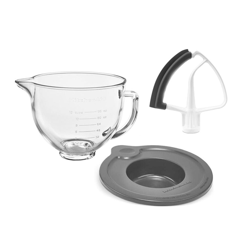 KitchenAid 5-Quart Glass Bowl + Flex Edge Beater | Fits 4.5-Quart & 5-Quart  KitchenAid Tilt-Head Stand Mixers