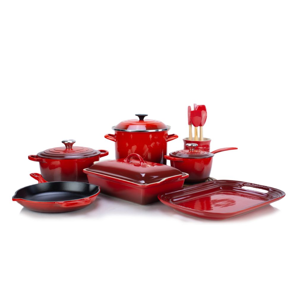 Le Creuset Craft Series 5-Piece Utensil Set with Crock, Cerise