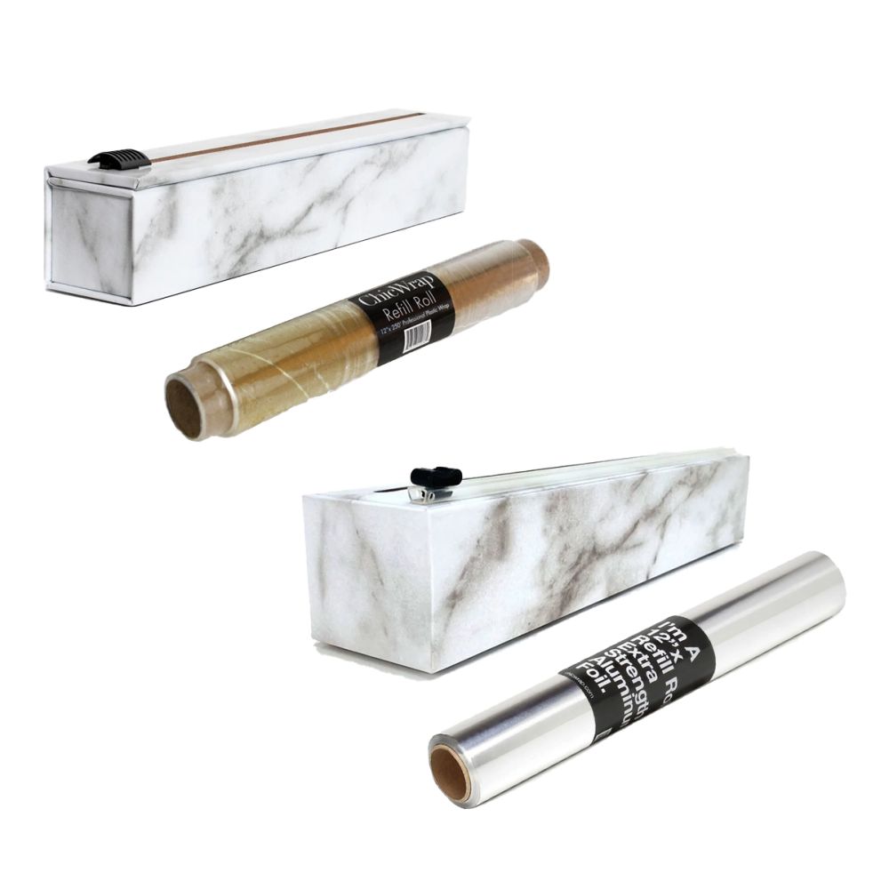 ChicWrap Marble Design Refillable Plastic Wrap Dispenser/Slide