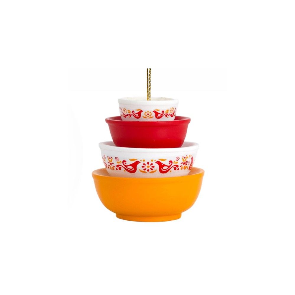 Vintage Christmas Holiday Miniature Bowl Stack Ornament | Twinkl