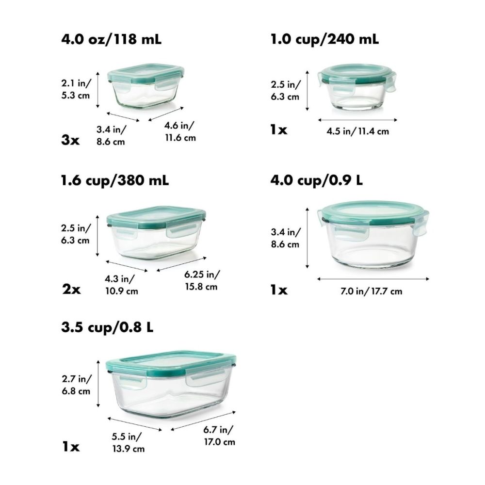 16 Piece Glass Smart Seal Everyday Container Set - Thumbnail 3