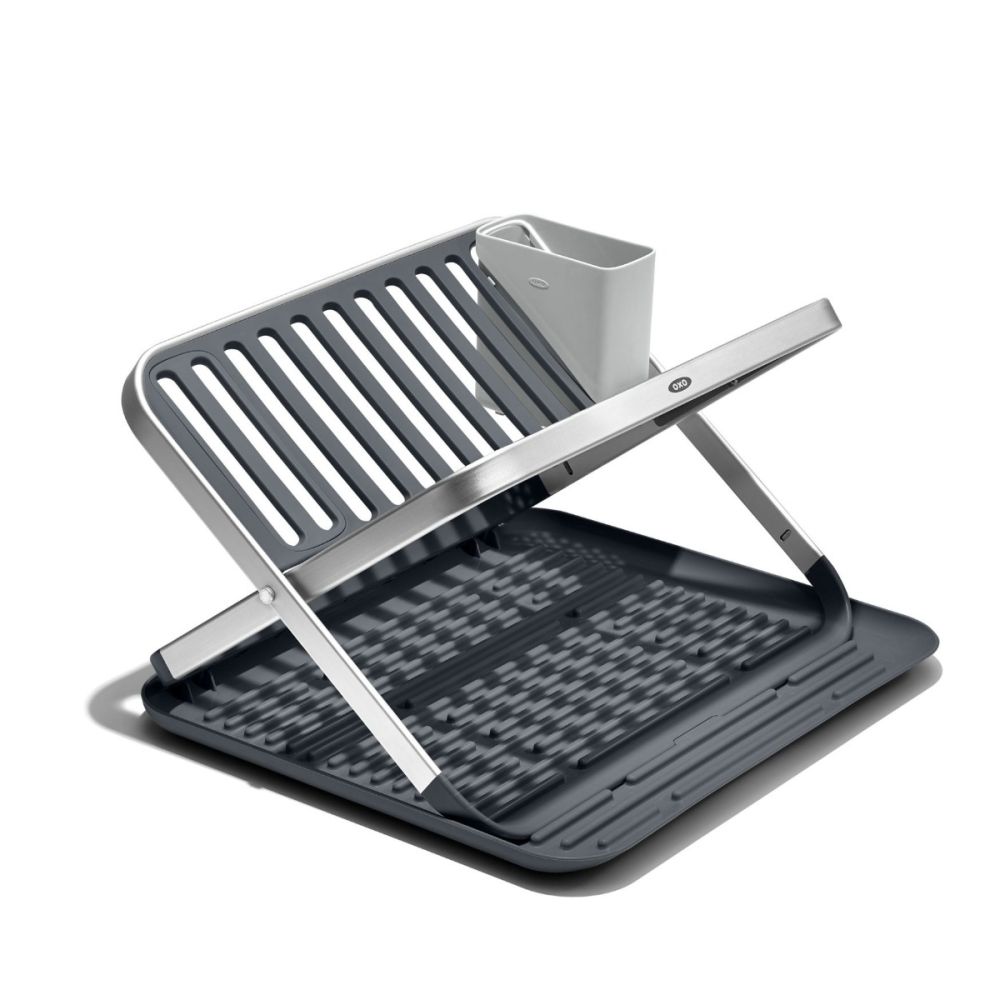 Good Grips Modern Aluminum Folding Dish Rack OXO Everything