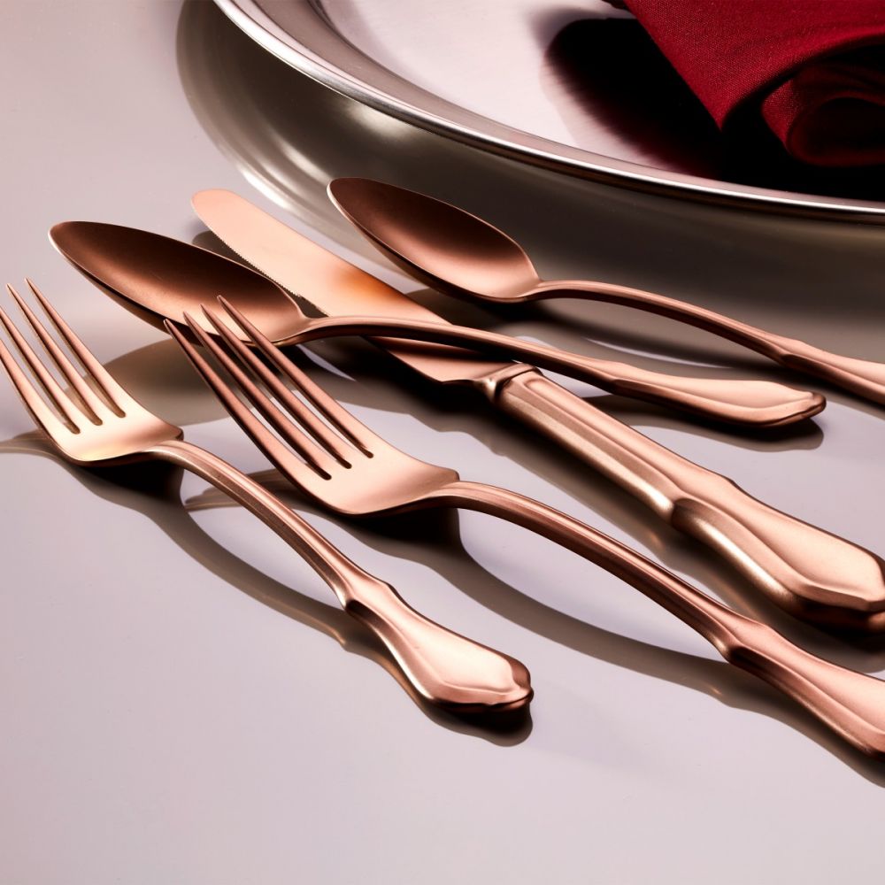 Copper Handle 5-Piece Place Setting Flatware Set