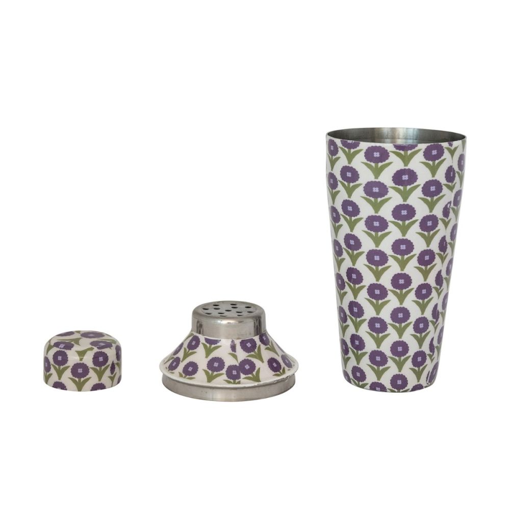 Enameled Metal Cocktail Shaker (Flower Pattern) | Hazel Mazel