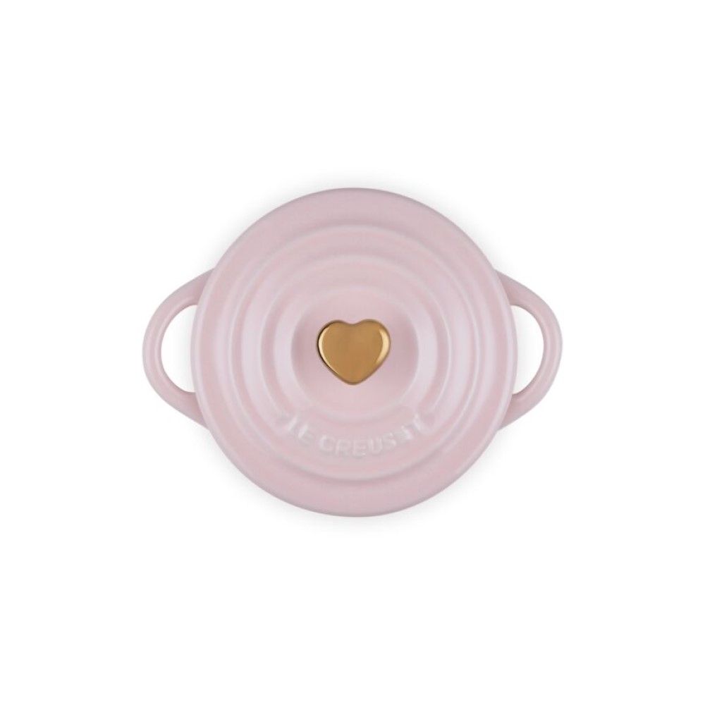 8oz Round Mini Cocotte with Gold Heart Knob (Chiffon Pink) | Le