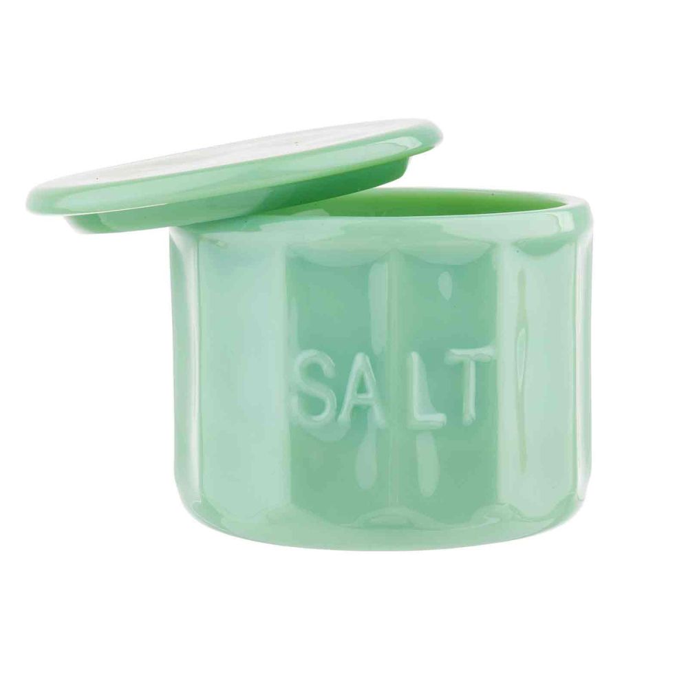 Vaseline glass salt shaker no lid