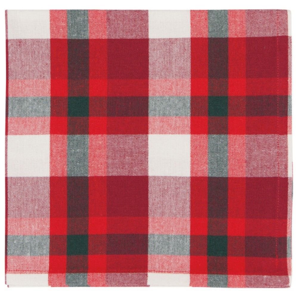 Buffalo Plaid Check Pattern Design Cotton Napkins (Set of 4) - Bed