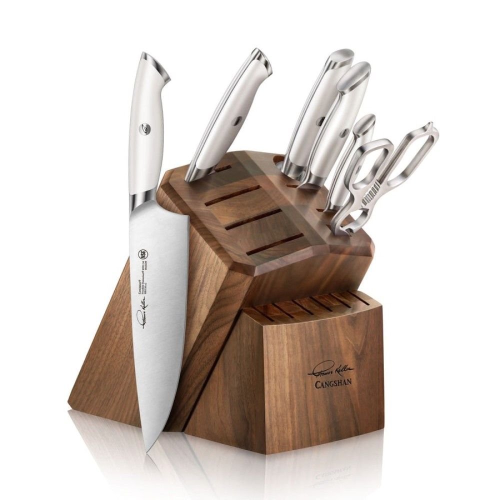 Cangshan Cutlery L1 Series White Cleaver Knife Block Set 7 Pc