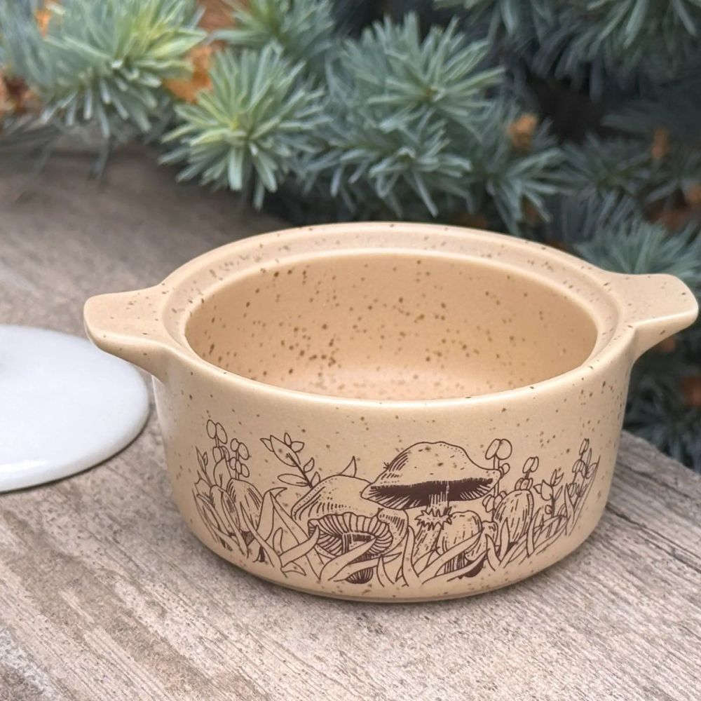 Pyrex-Inspired Casserole Ceramic Trinket Box (Forest Fancies
