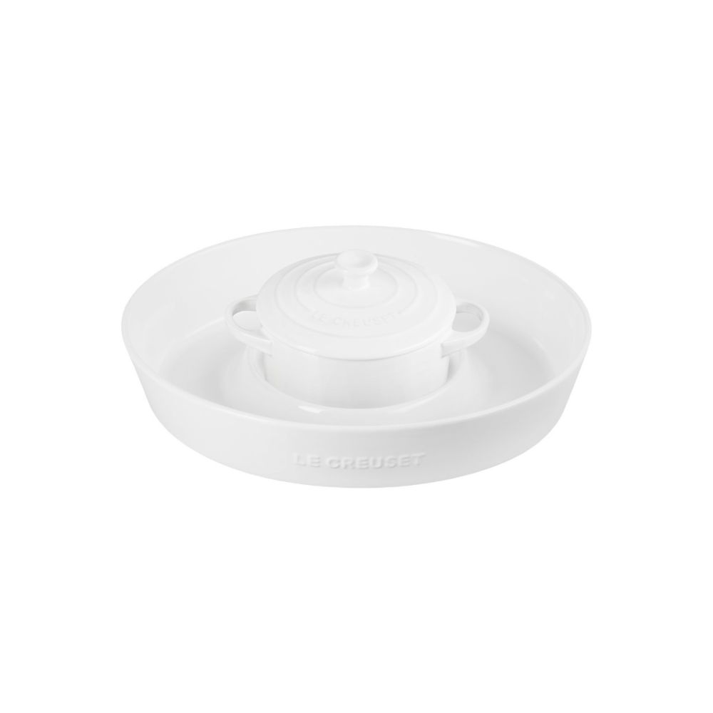 Oval Chip and Dip & 24oz Round Mini Cocotte Set (White) | Le