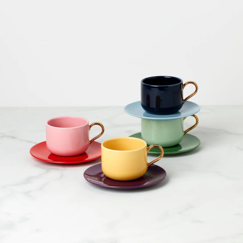 Make It Pop 8-Piece Cup & Saucer Set | Kate Spade | Everything