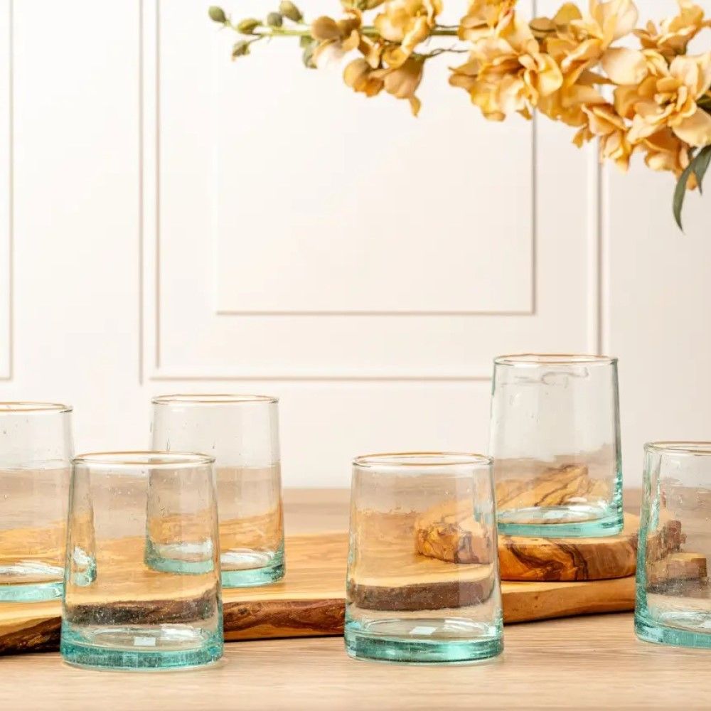 1356N9パ 未使用 CARORE GLASS カローレ カラーグラスセット Moroccan Cone 8oz Small Glassware (Set of 6) (Clear) | Verve