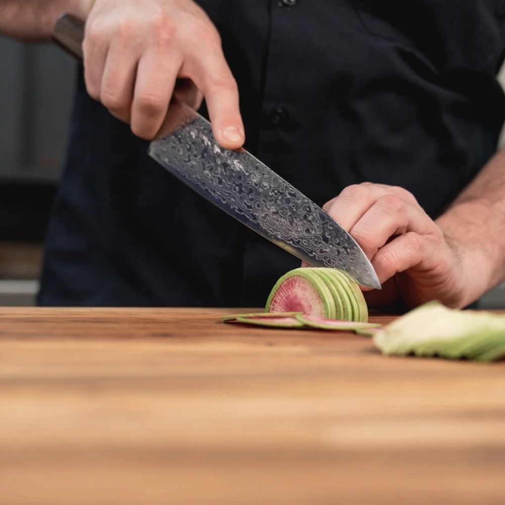 Kikuichi NWD Nickel Warikomi Damascus Santoku - Thumbnail 4