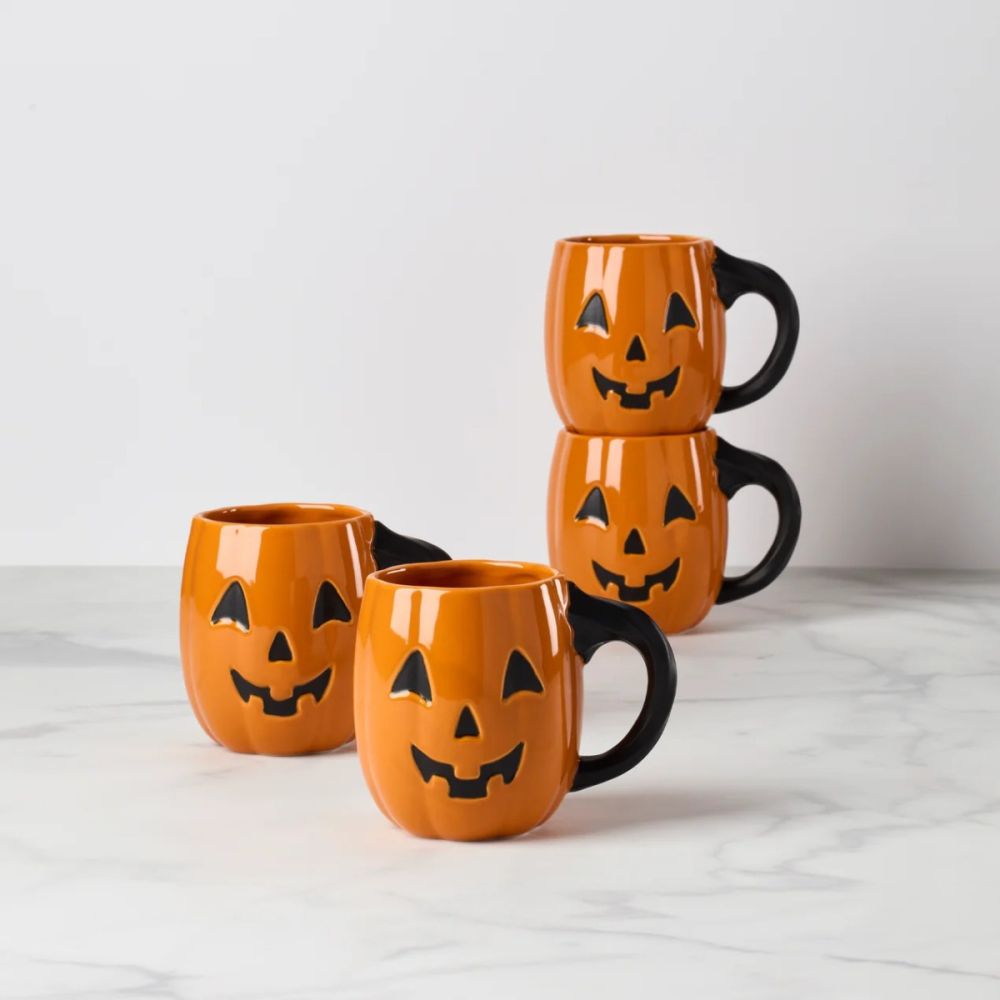 Vintage Halloween Figural Pumpkin Mugs, Set of 4 - Thumbnail 4