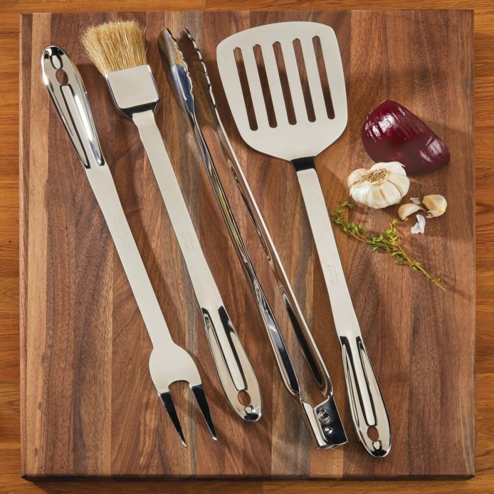 All Clad Stainless Steel 4-piece BBQ Tool Set (T147) | Everything Kitchens