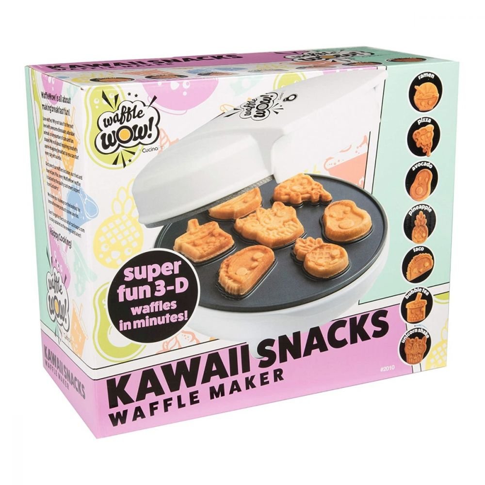 Cucinapro Kawaii Fun Snacks Mini Waffle Maker - 7 Different Food Japanese Style Designs Featuring An Avocado, Pizza, Ramen, Taco & More