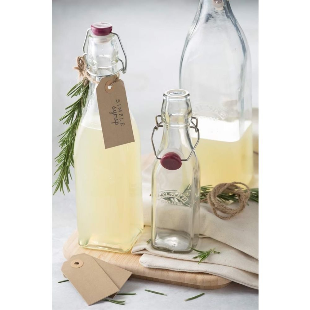 Bormioli Rocco 250 ml Square Clear Swing Top Bottles  ::Swing  Top Glass Bottles::Glass Packaging Solutions, LLC