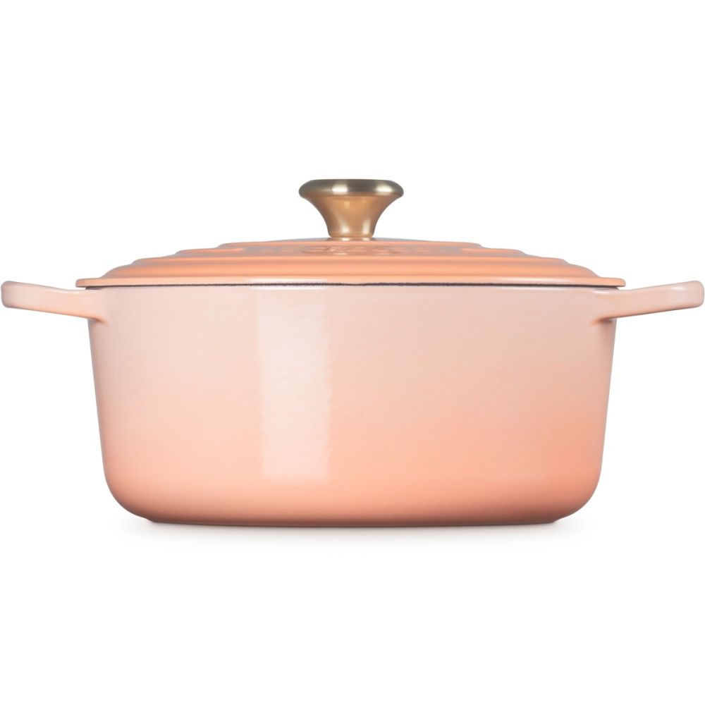 LE CREUSET PECHE PEACH 丸型ホーロー鍋 箱付き LE CREUSET PECHE PEACH 丸型ホーロー鍋 箱付き