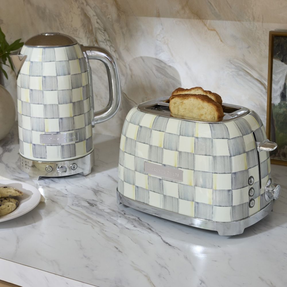 Sterling Check 8-Cup Electric Kettle | MacKenzie-Childs