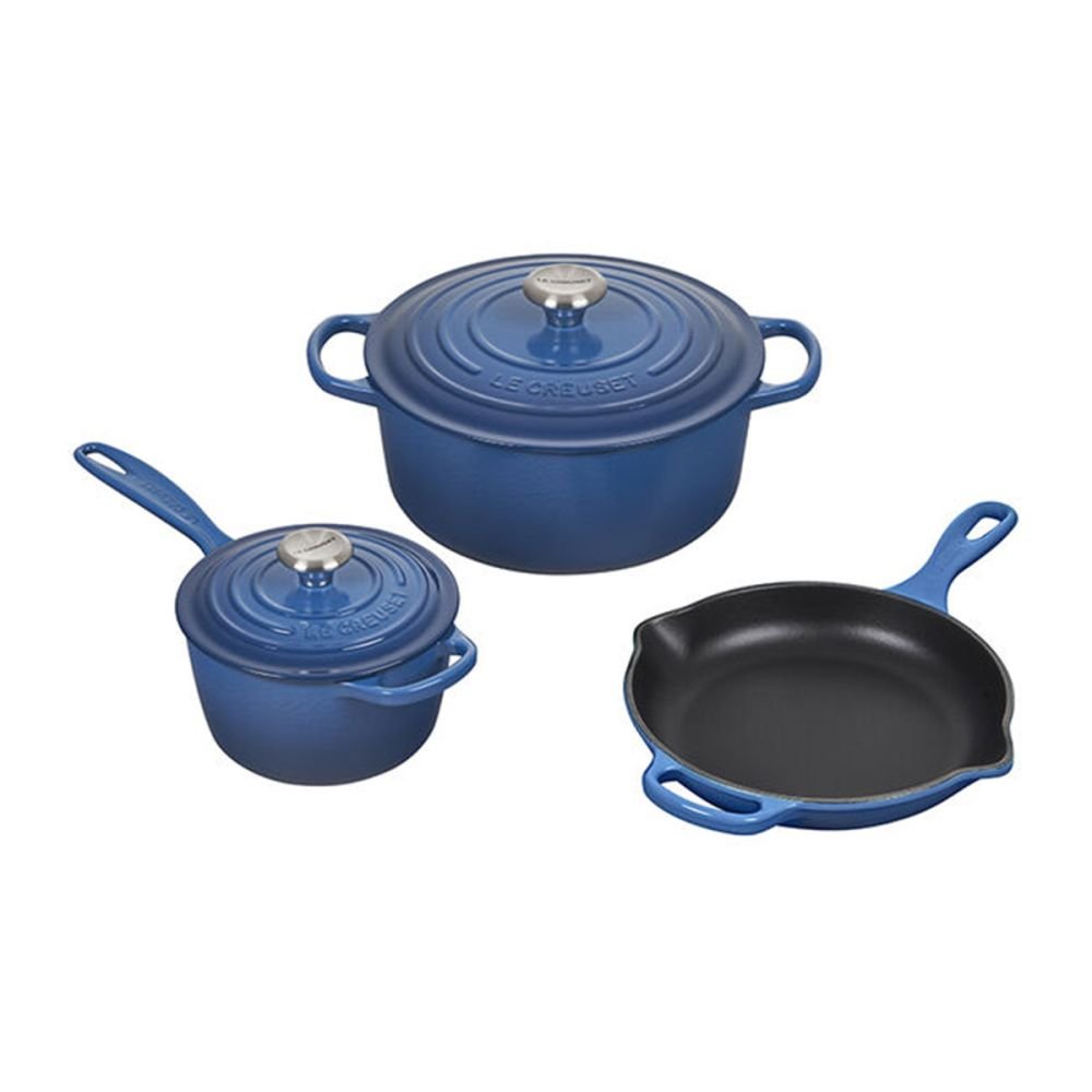 partikel jubilæum Afstå 5-Piece Signature Cookware Set with Stainless Steel Knobs - Marseille Blue  | Le Creuset | Everything Kitchens
