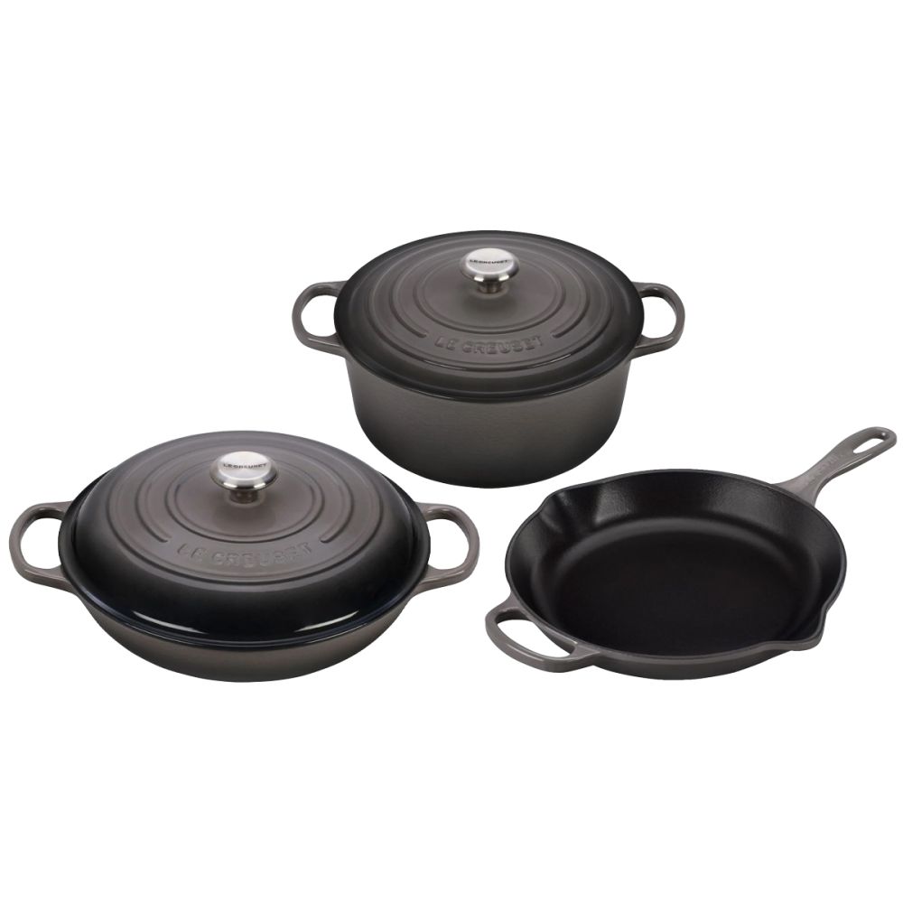 Le Creuset Cast Iron Cookware 5-Piece Signature Set (Oyster)