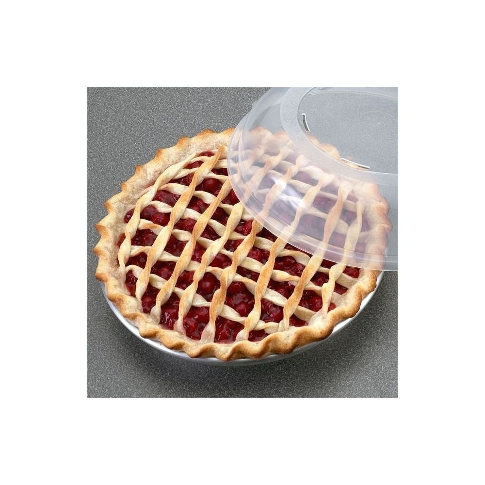 NORDIC WARE 10 INCH PIE PAN WITH PLASTIC COVER -Rush's
