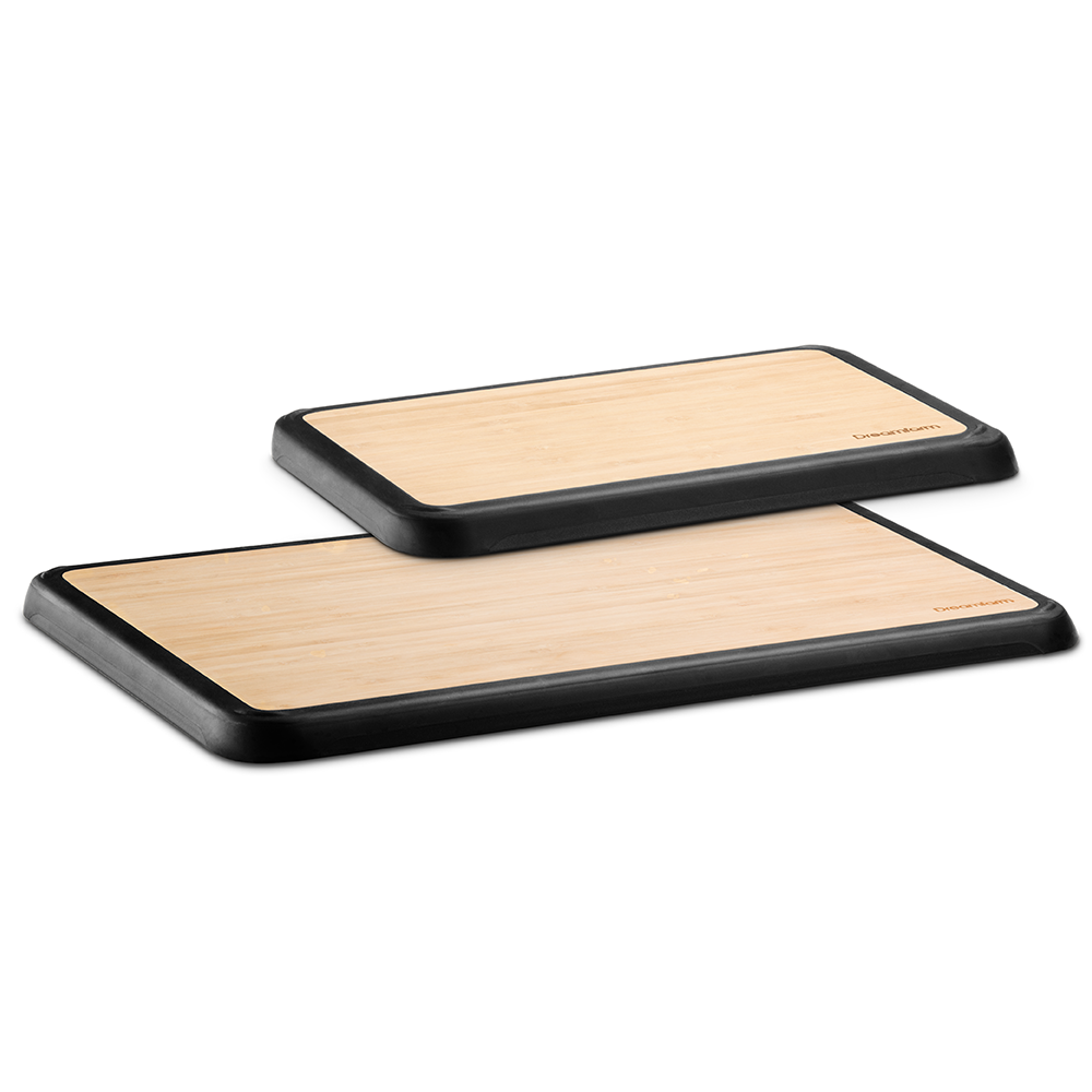7 x 10 Dreamfarm Fledge Flip Over Silicone Edge Double-Sided Bamboo Cutting Board and Serving Tray,