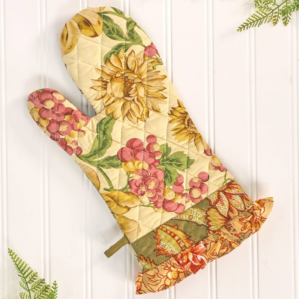 Oven Mitt Bake Happy Quilted Folk Floral