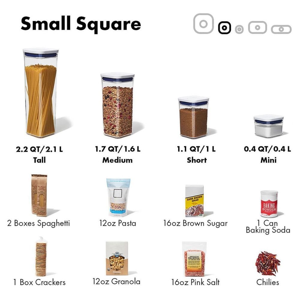 Oxo Pop 1.7qt Plastic Small Square Airtight Food Storage Container