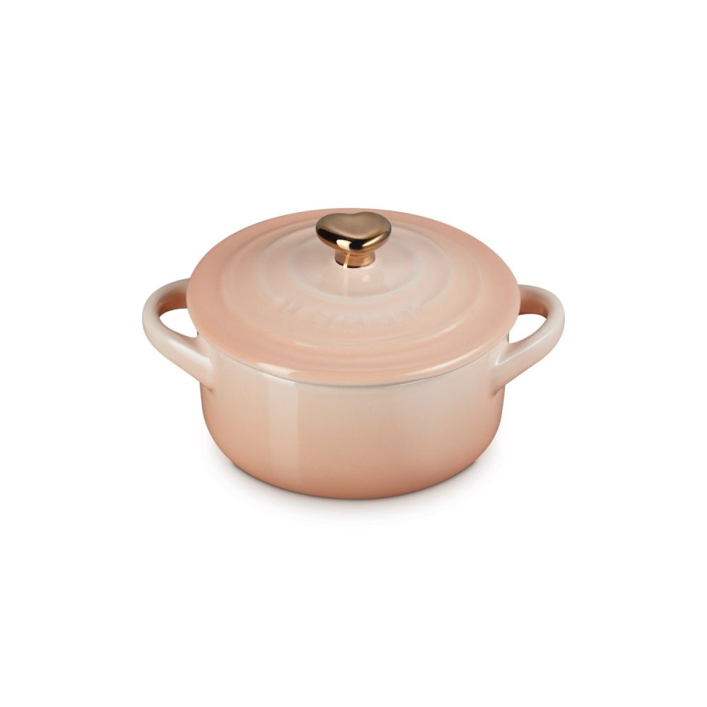 8oz Round Mini Cocotte with Gold Heart Knob (Pêche) | Le