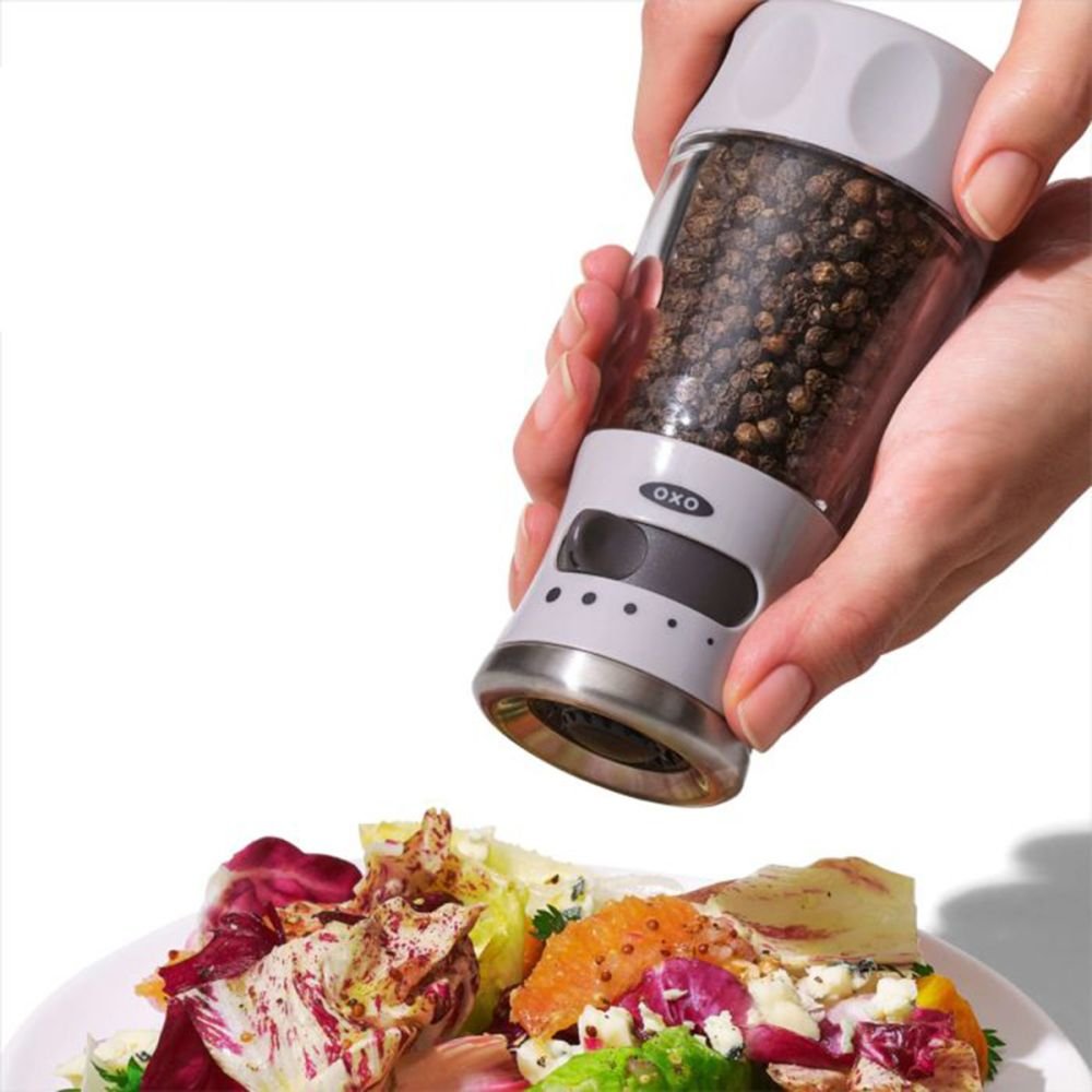 OXO Good Grips Top Dispensing Salt and Pepper Grinder Set in Black