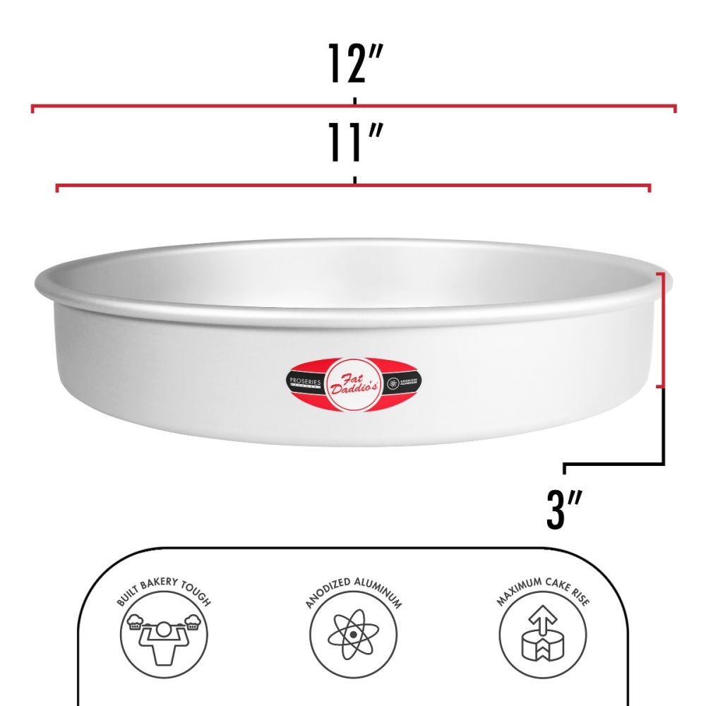 Fat Daddio's PRD-113 ProSeries 11 x 3 Round Anodized Aluminum Straight  Sided Cake Pan