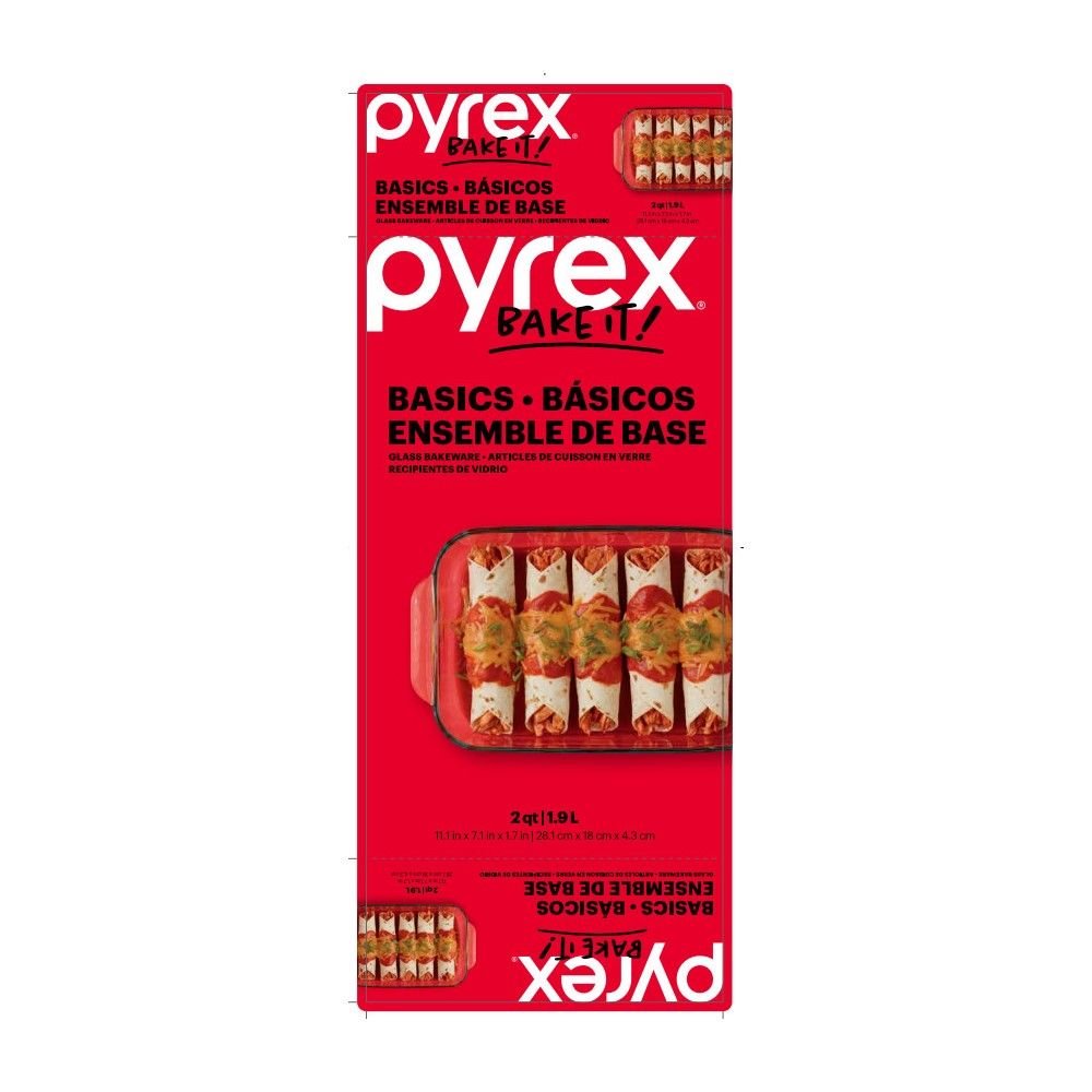 Pyrex Basics Bakeware, Glass, 2 qt
