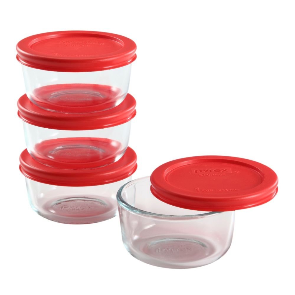 8-Piece Storage Set with Red Lids, Pyrex