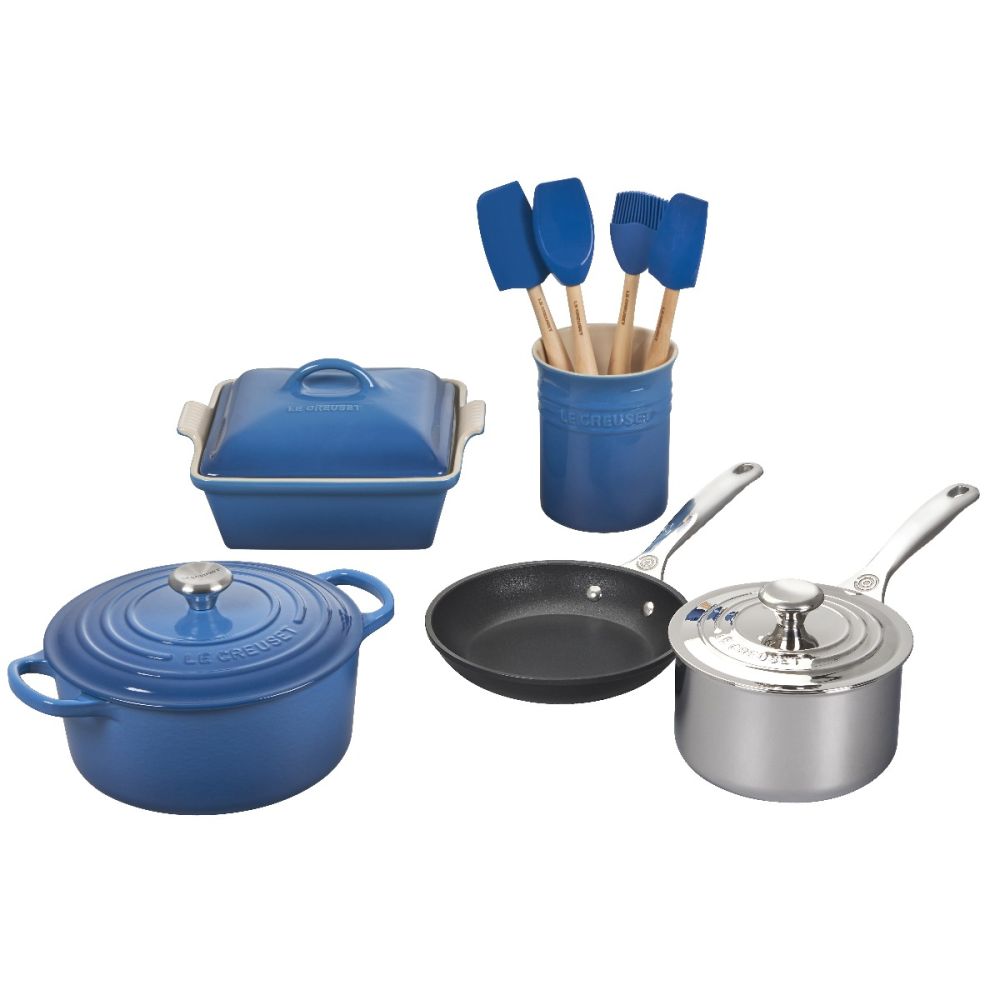 Le Creuset Craft Series 5-Piece Utensil Set with Crock, Marseille Blue