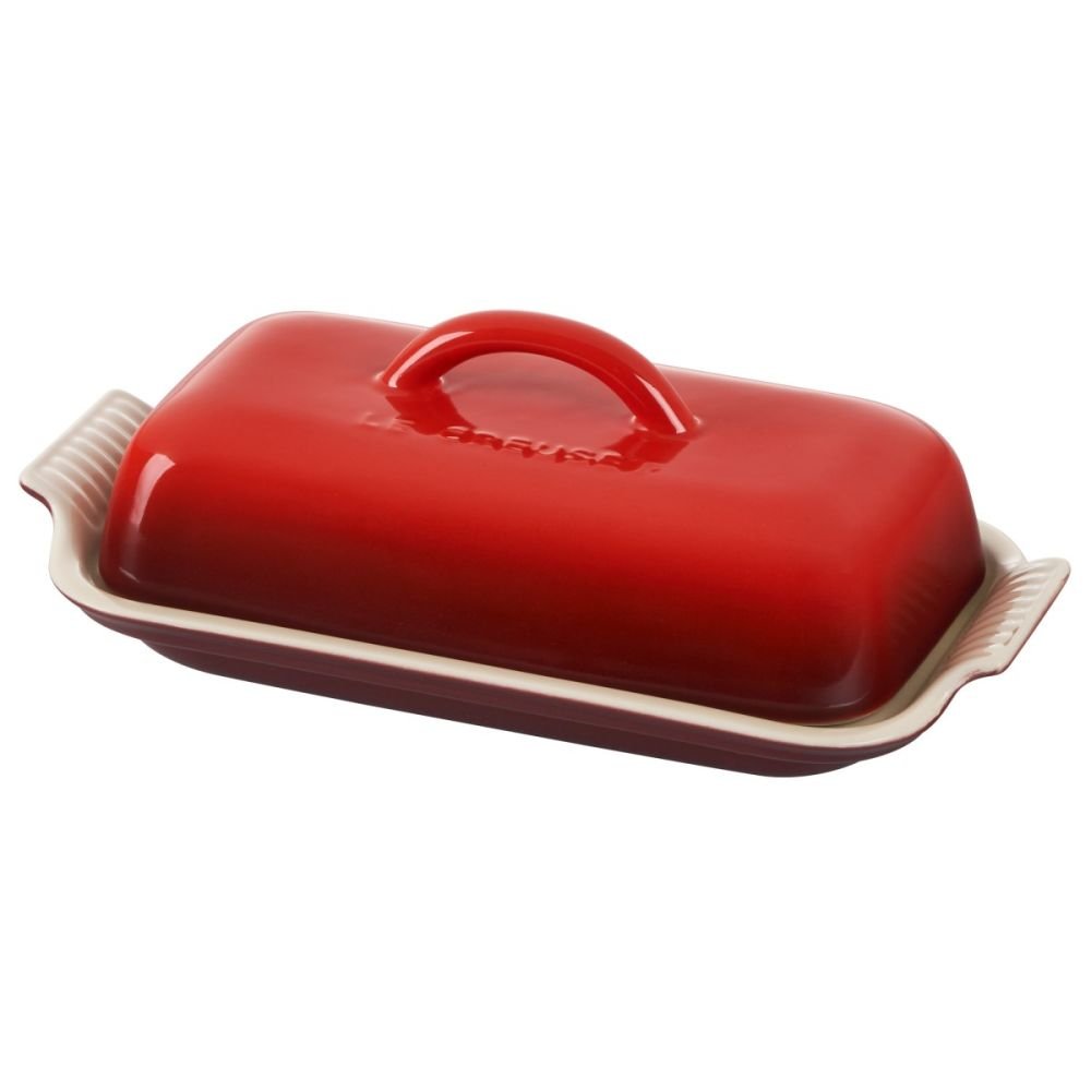 Le Creuset Stoneware Set of 2 Condiment Dish and Spoon Set, Cherry