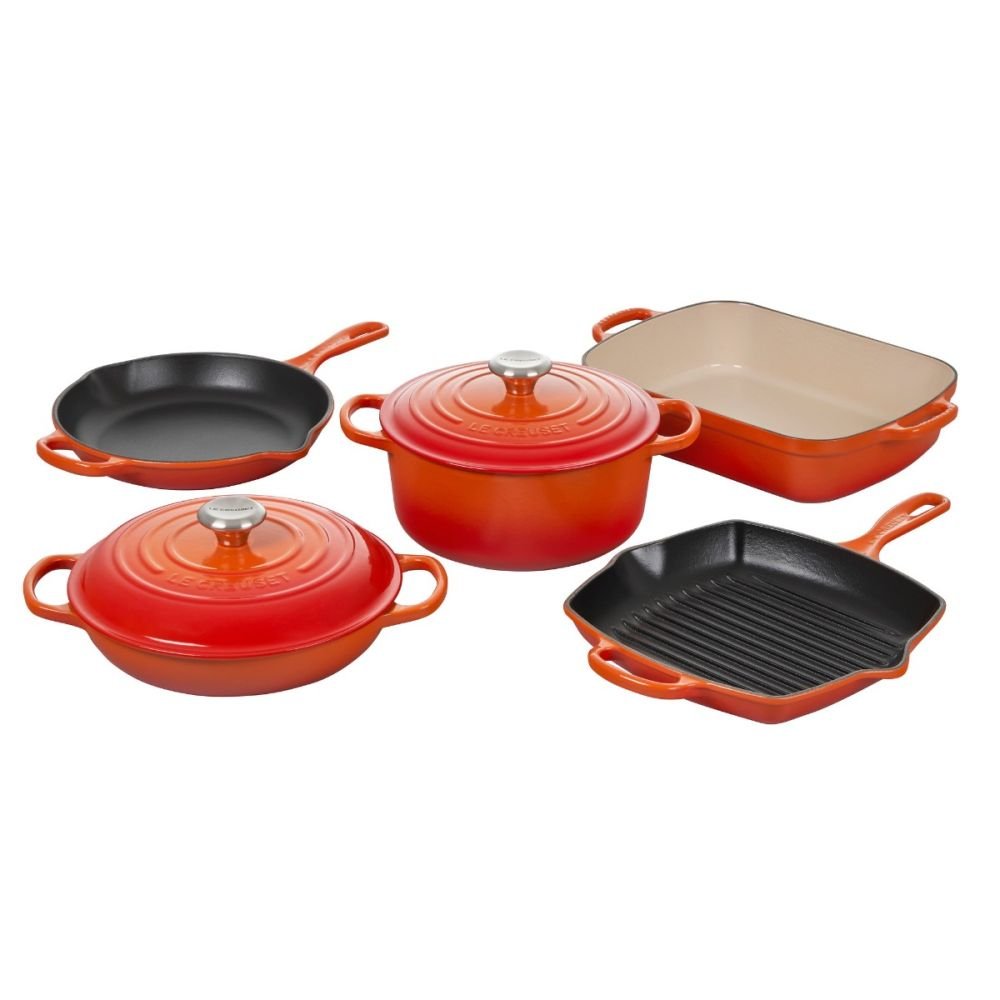 Le Creuset 7 Pc Signature Cookware Set | Flame Orange