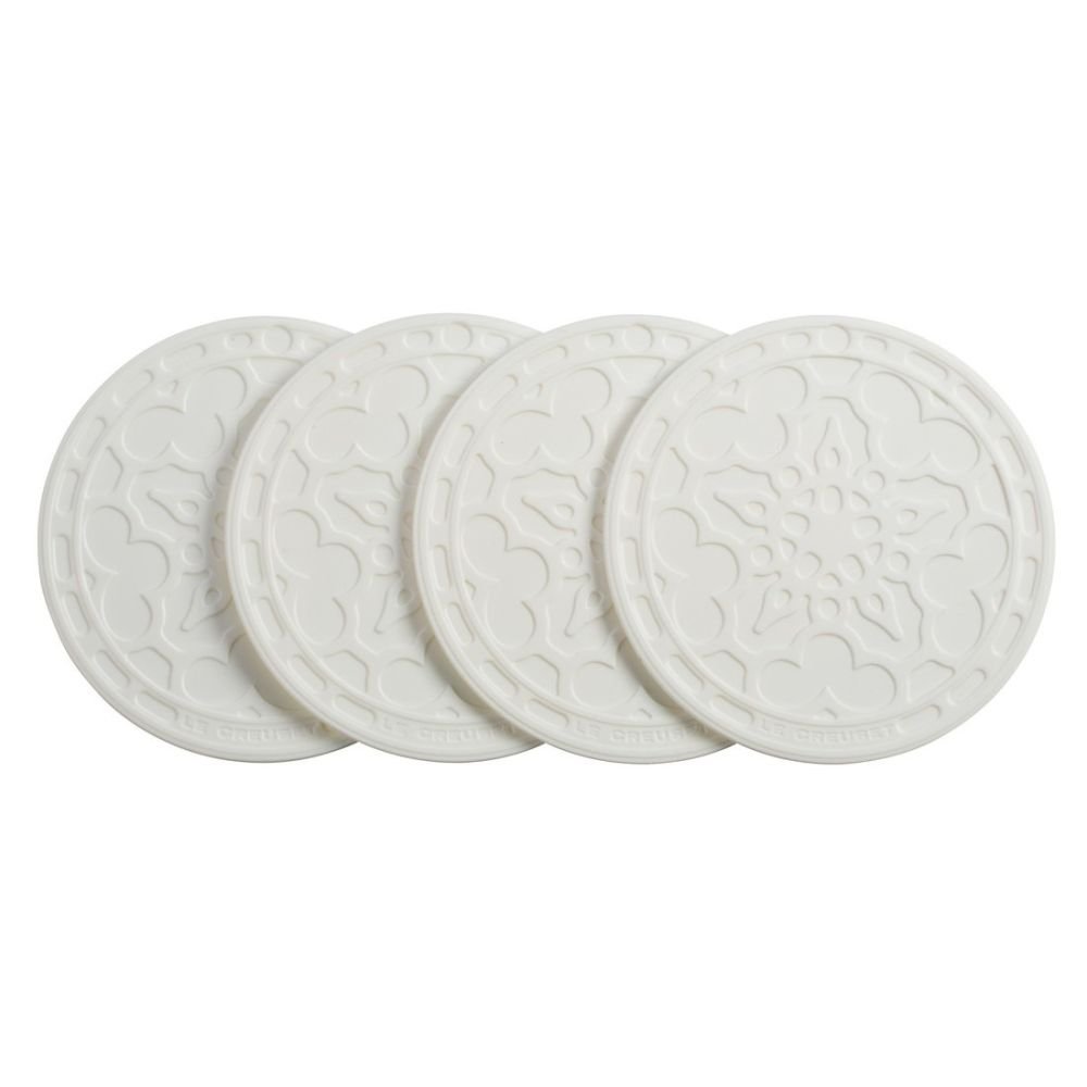Le Creuset French Drink Coasters - Silicone 4 PC White