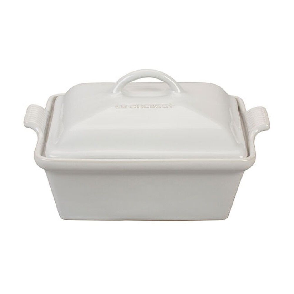 Heritage Stoneware Casserole Dish w Lid Square 2.5 Qt. White Le Creuset Everything Kitchens