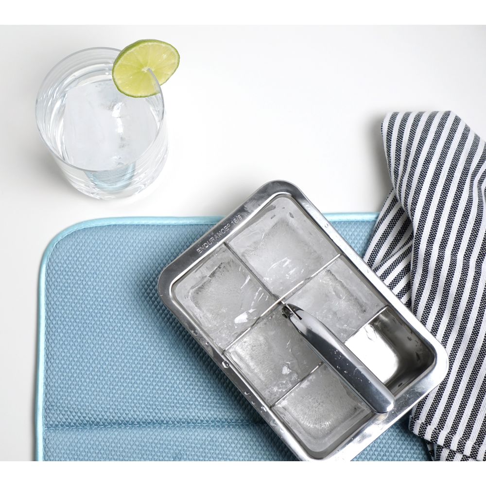 RSVP Endurance 18/8 Stainless Steel Set of Ice Cube Trays, Vintage Inspired  (1) and Large (1)