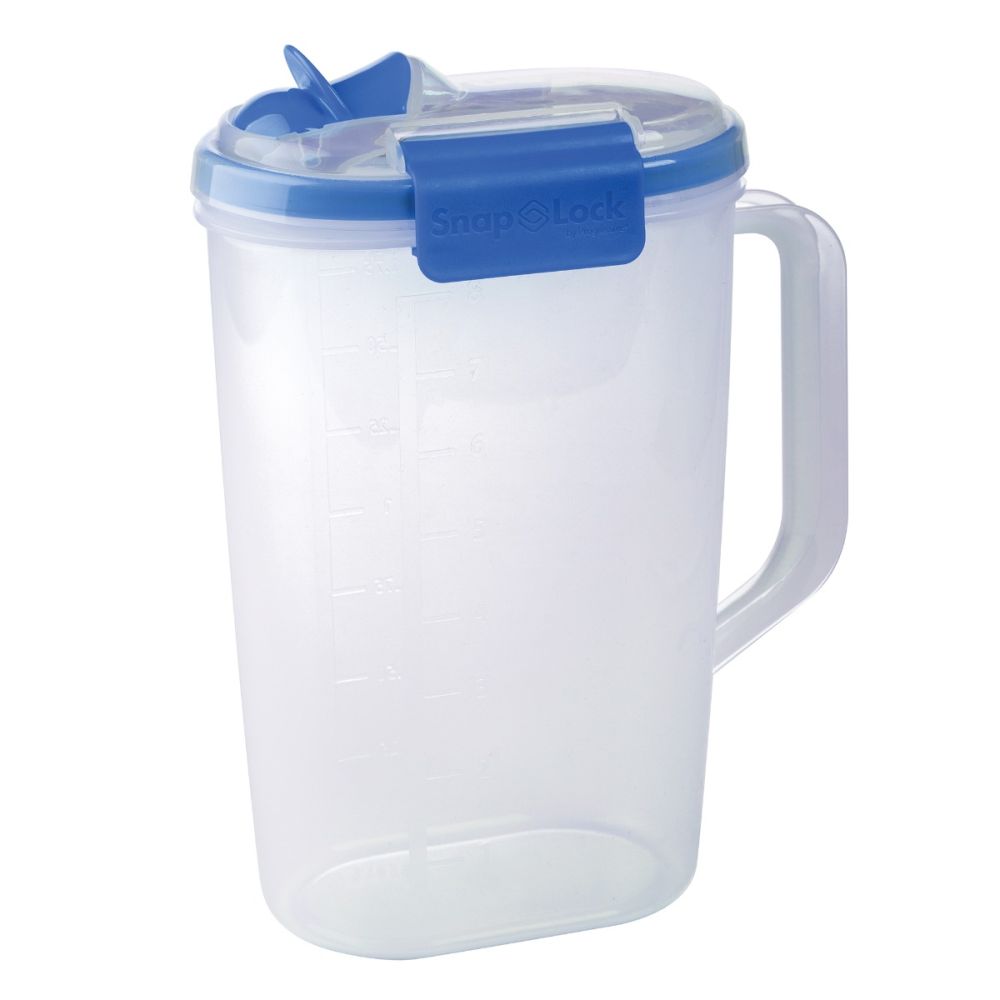 2 Quart Pitcher With Easy Pour Lid White Plastic 