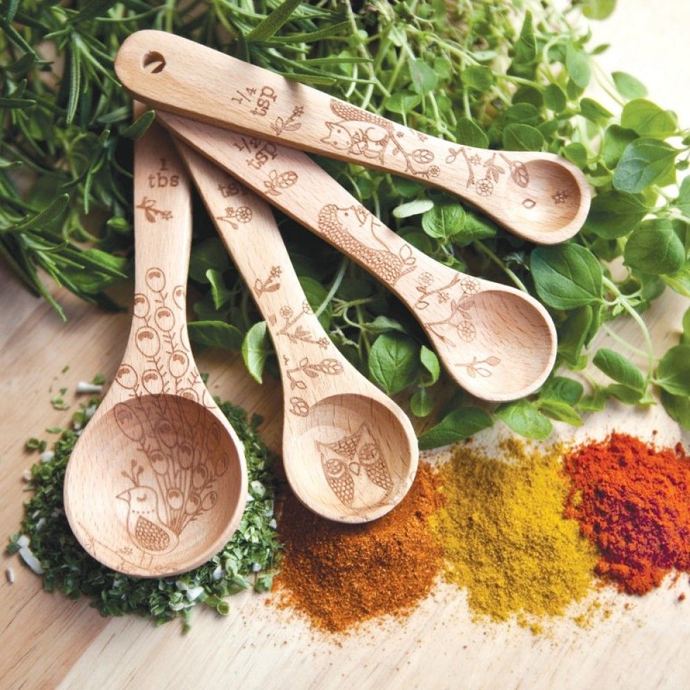 Beechwood Decorative Measuring Spoons - Woodland Collection - Thumbnail 4