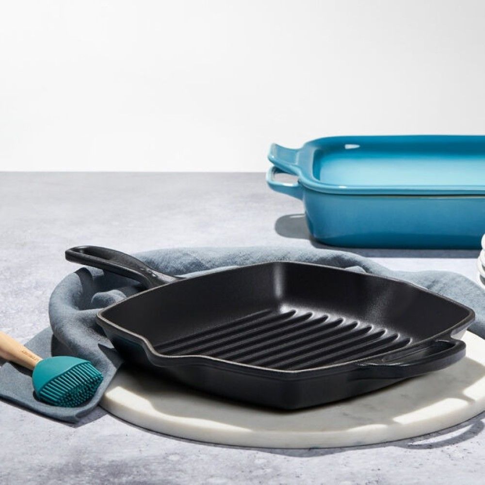 Le Creuset Signature 10.25 Square Skillet Grill Oyster Grey Everything Kitchens
