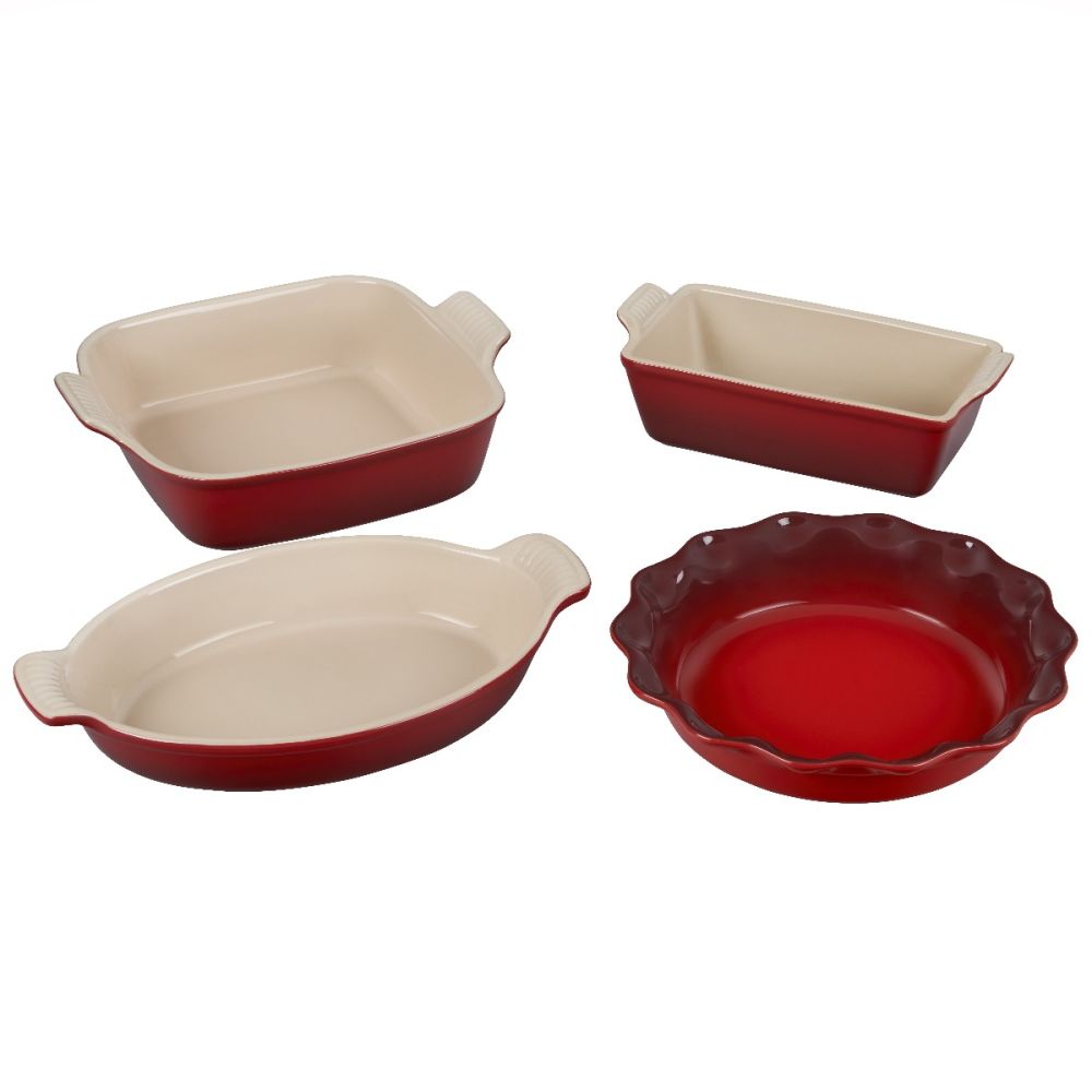 Heritage 4Piece Stoneware Bakeware Set (Cerise) Le Creuset