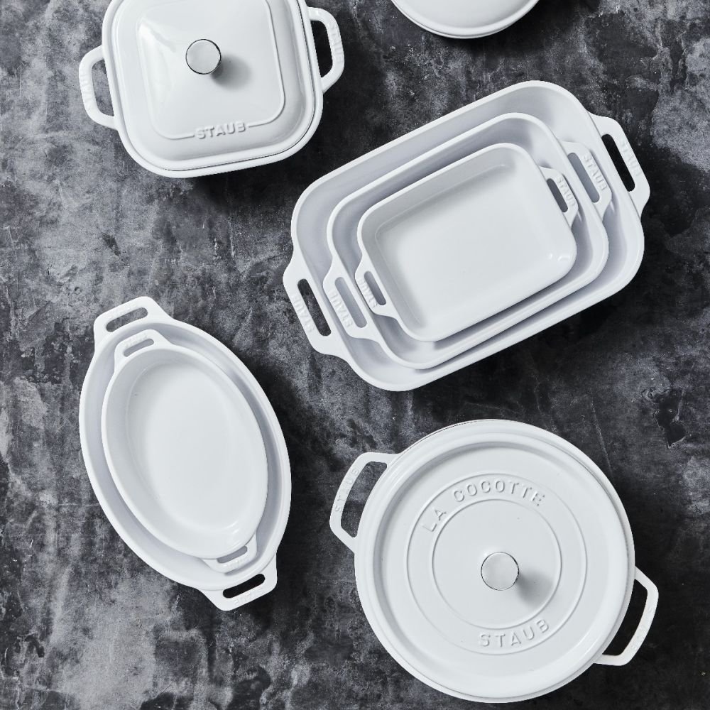 Staub 11 Ceramic Oval Baking Dish - White